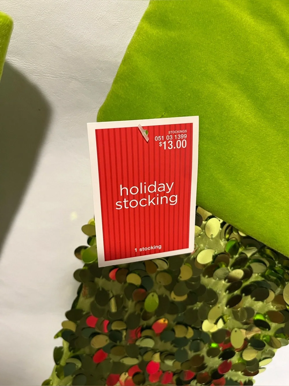 Holiday Sequin Christmas Stocking in Lime Green - Pack of 2